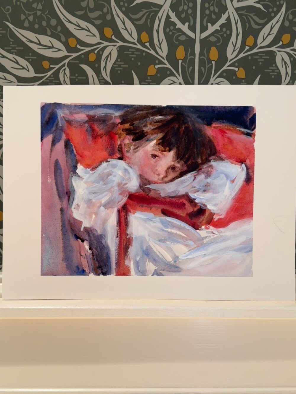 Impressionist Watercolor Portrait Study - Little Girl in Chair